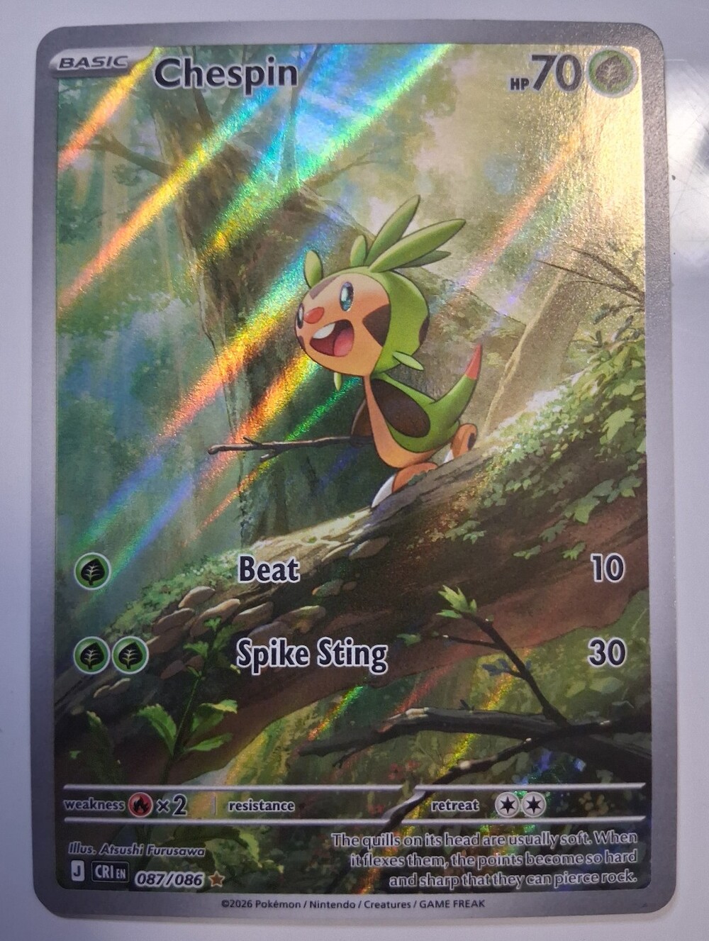 Pokemon Chaos Rising Chespin 087/086 Illustration Rare Holo Card